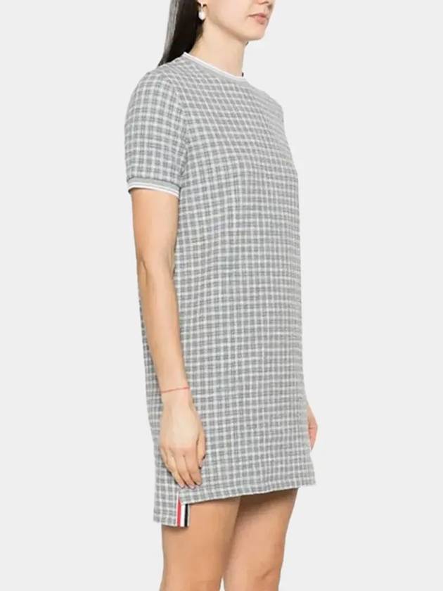 Check Tweed Crewneck Short Dress Grey - THOM BROWNE - BALAAN 3