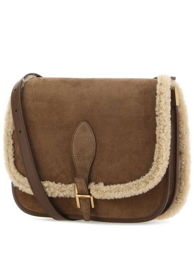 Women's Suede Cross Bag Brown - SAINT LAURENT - BALAAN 3