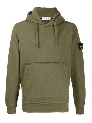 Men's Wappen Patch Brushed Cotton Hoodie Khaki - STONE ISLAND - BALAAN 1