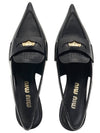 Leather Penny Slingback Heels Black - MIU MIU - BALAAN.