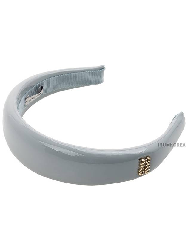 Logo Patent Leather Headband Pearl Grey - MIU MIU - BALAAN 10