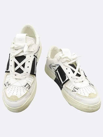 5Y2S0C58WRQ White Color Calfskin Fabric Band VL7N Low Top Men s Sneakers 40 250MM - VALENTINO - BALAAN 1