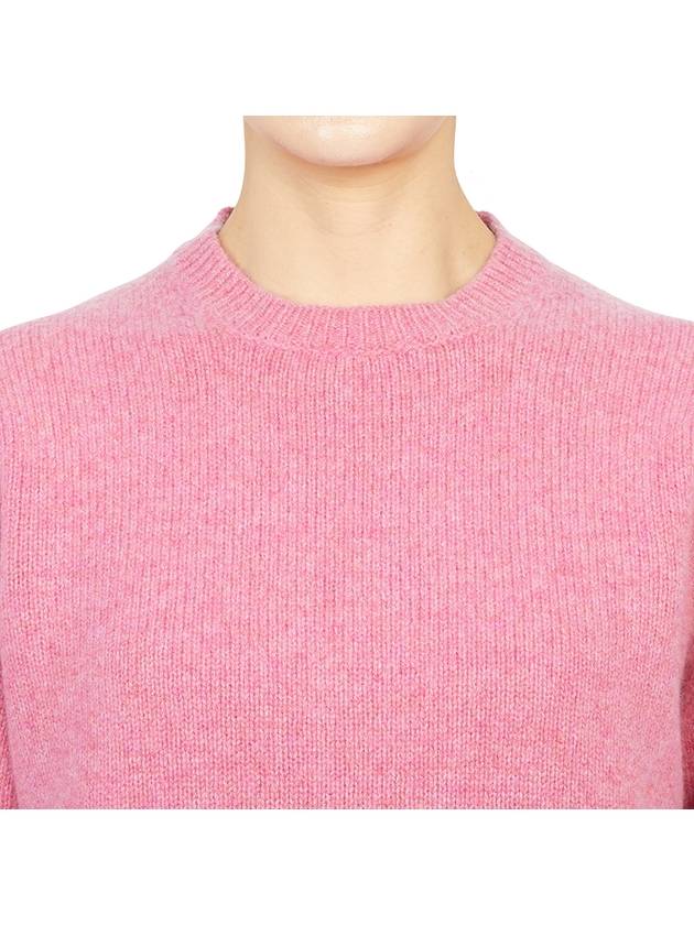 Embroidered Logo Crew Neck Wool Knit Top Pink - SPORTY & RICH - BALAAN 7