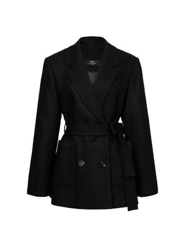 Colin Taylor Collar Double Button Belted Wool Jacket Black - RAMUSTUDIO - BALAAN 1