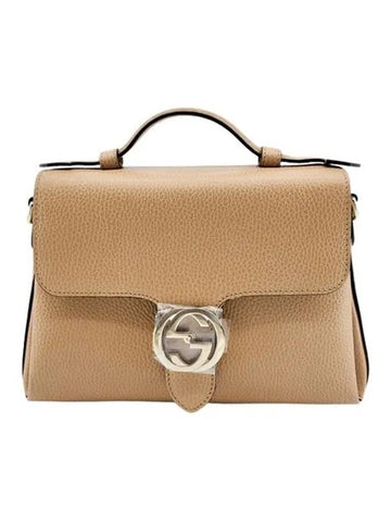 Interlocking G Chain Small Leather Cross Bag Beige - GUCCI - BALAAN 1