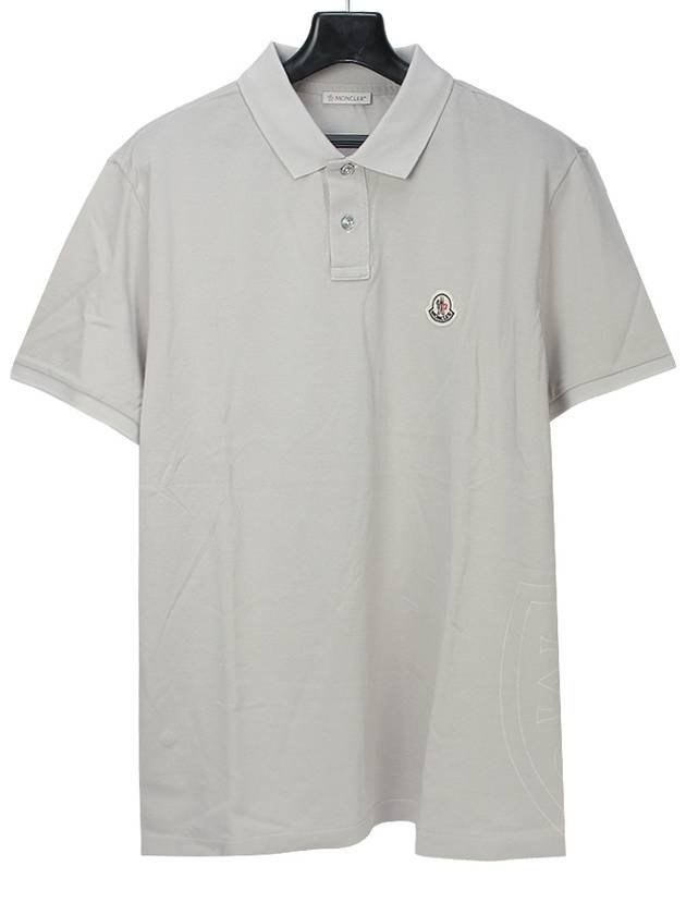 Men's Logo Patch Polo Shirt Grey - MONCLER - BALAAN 2