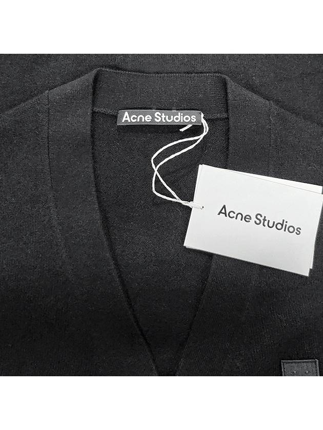 Keve Face Wool V-neck Cardigan Black - ACNE STUDIOS - BALAAN 7