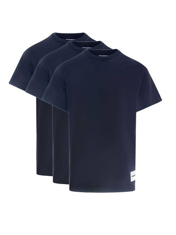 Logo Patch Cotton Short Sleeve T-Shirt 3 Pack Navy - JIL SANDER - BALAAN 1