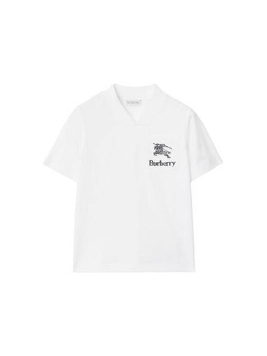 Kids Logo Pocket V-Neck Short Sleeve T-Shirt White - BURBERRY - BALAAN 1