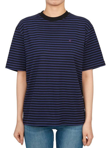 Verner Stripe Short Sleeve T-Shirt Navy - CARHARTT WIP - BALAAN 1