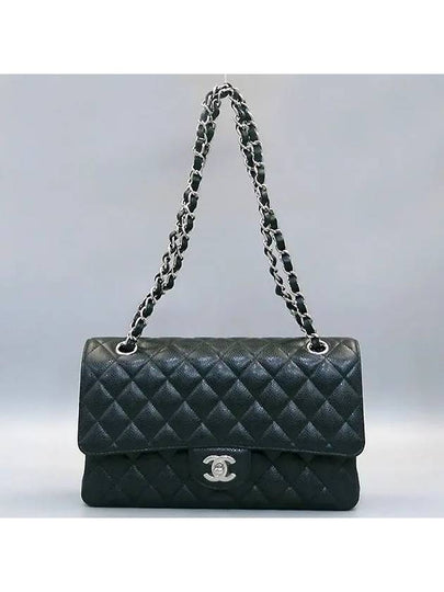 A01112 Caviar Skin Black Classic Medium M Size Silver Chain Shoulder Bag - CHANEL - BALAAN 2