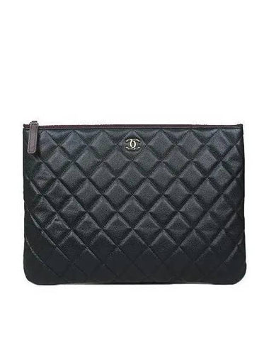 COCO Champagne Gold Logo Black Caviar Classic New Medium Clutch - CHANEL - BALAAN 1