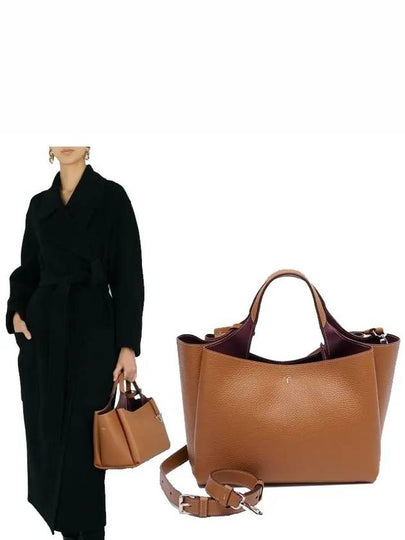 T Timeless Leather Small Tote Bag Brown - TOD'S - BALAAN 2