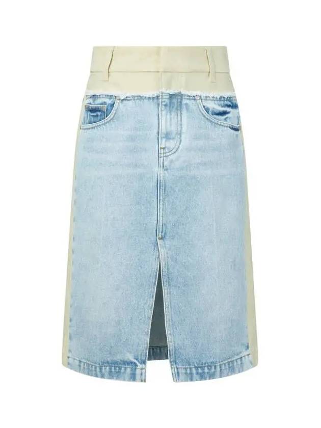 STELLA McCARTNEY two tone color combination denim skirt light indigo - STELLA MCCARTNEY - BALAAN 1