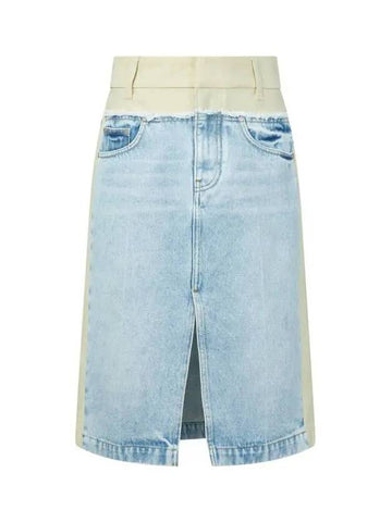 STELLA McCARTNEY two tone color combination denim skirt light indigo - STELLA MCCARTNEY - BALAAN 1