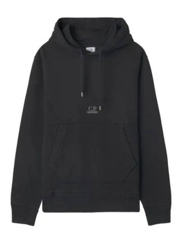Cotton Fleece Logo Hooded Black Sweatshirt Hoodie - CP COMPANY - BALAAN 1