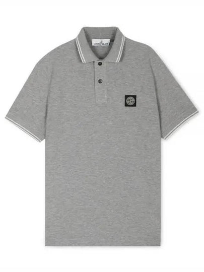 Stretch Cotton Pique Short Sleeve Polo Shirt Grey - STONE ISLAND - BALAAN 2