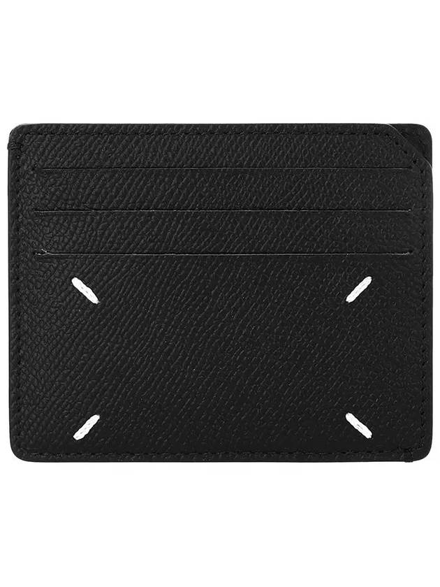 Stitched Leather Card Wallet Black - MAISON MARGIELA - BALAAN 3