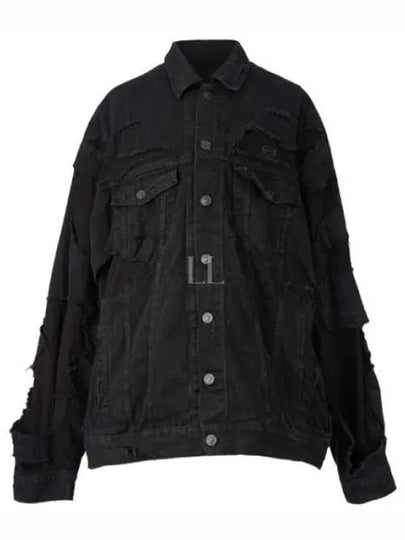 Unity Sports Icon Patchwork Denim Jacket Black - BALENCIAGA - BALAAN 2