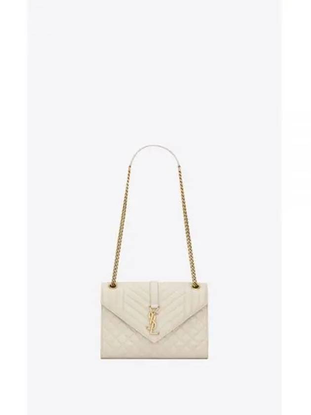 Logo Plaque Envelope Chain Medium Shoulder Bag White - SAINT LAURENT - BALAAN 2