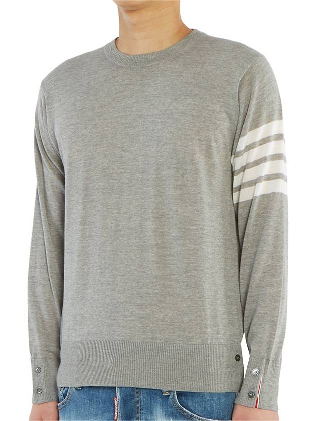 4 Bar Stripe Classic Wool Knit Top Light Grey - THOM BROWNE - BALAAN 3