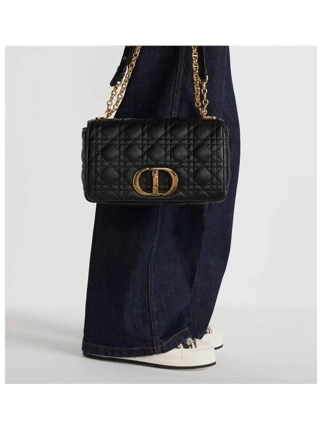 Women's Caro Supple Cannage Calfskin Medium Cross Bag Black - DIOR - BALAAN 7