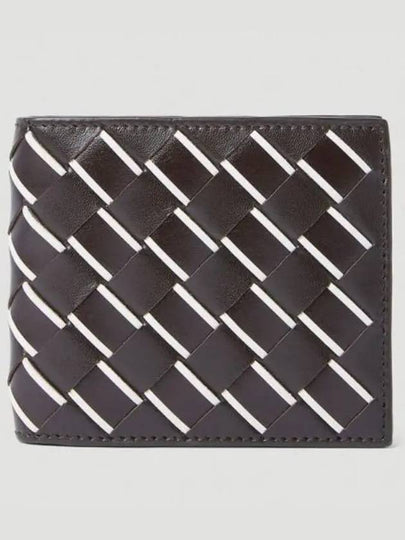 Interciato Bifold Half Wallet Chocolate Brown White - BOTTEGA VENETA - BALAAN 2