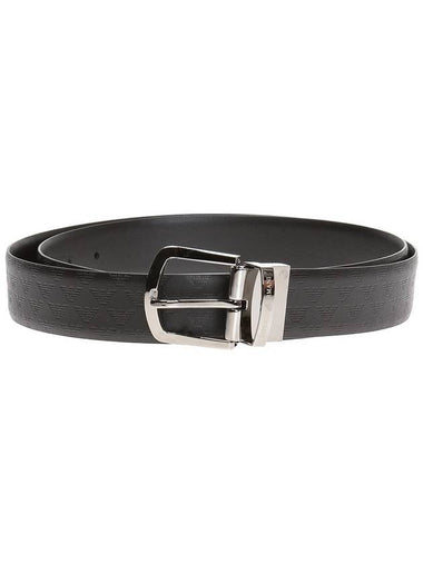 Logo Embroidered Belt Black - EMPORIO ARMANI - BALAAN 1