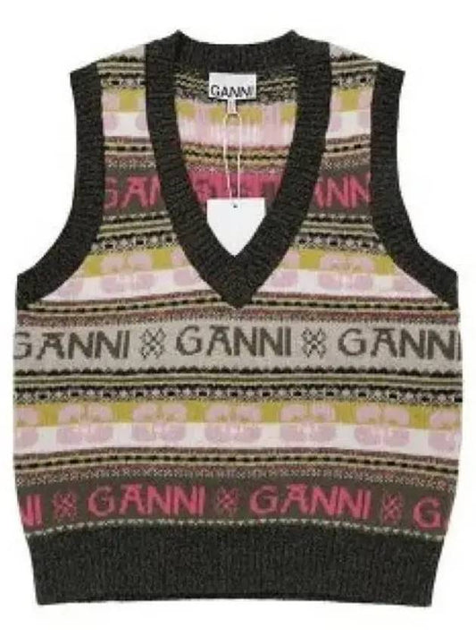 Graphic Logo Knit Vest - GANNI - BALAAN 2