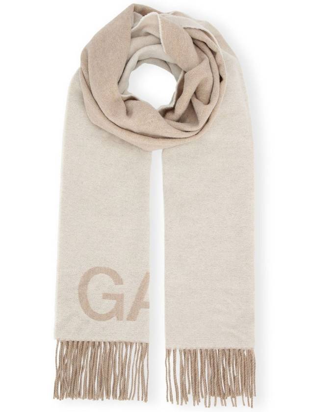 Off white Fringed Scarf Wool A3909 - GANNI - BALAAN 1