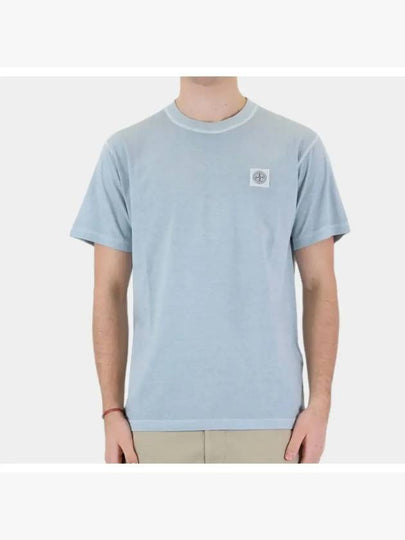 Organic Cotton Short Sleeve T-Shirt Sky Blue - STONE ISLAND - BALAAN 2