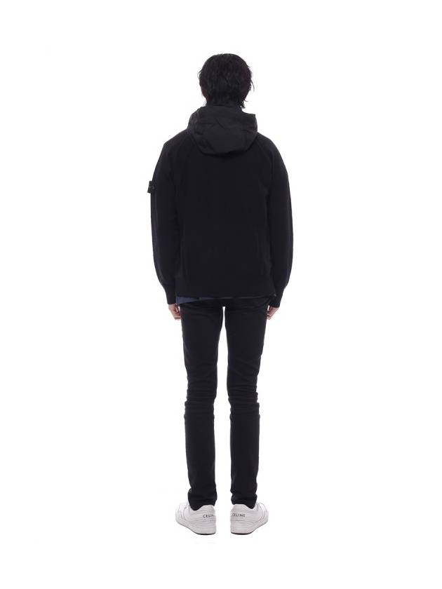 Compass Badge Cotton Zip-up Hoodie Black - STONE ISLAND - BALAAN 6