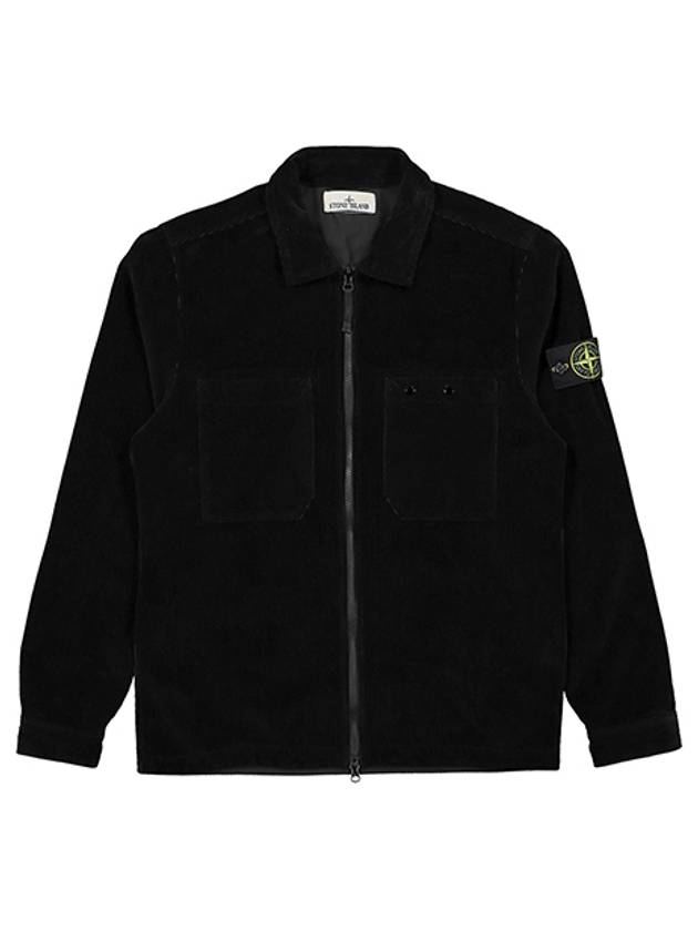 Organic Cotton Corduroy Zip-Up Jacket Black - STONE ISLAND - BALAAN 2