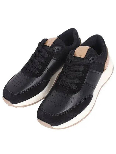 Suede Leather Low Top Sneakers Black Beige - TOD'S - BALAAN 2