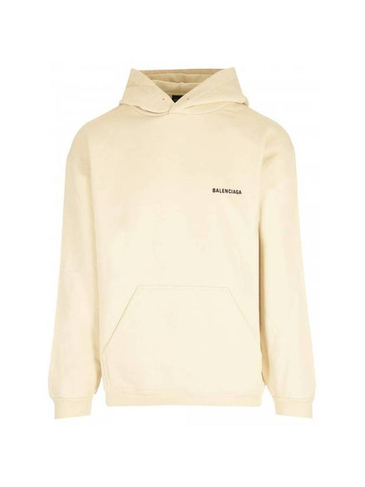 Mini Logo Cotton Hoodie Beige - BALENCIAGA - BALAAN 1