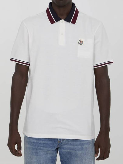 Logo Patch Polo Shirt White - MONCLER - BALAAN 2