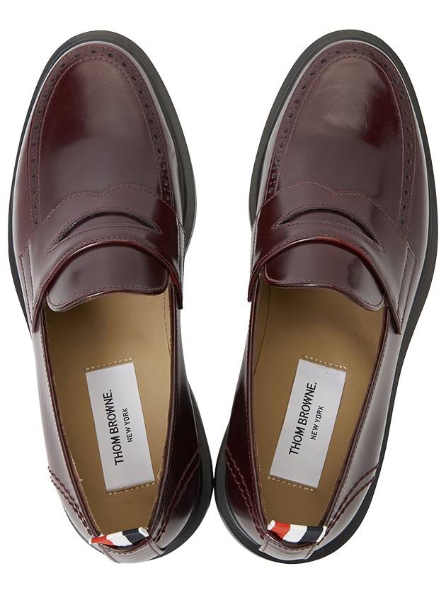 Men's Paneled Leather Loafer Burgundy Brown - THOM BROWNE - BALAAN 3