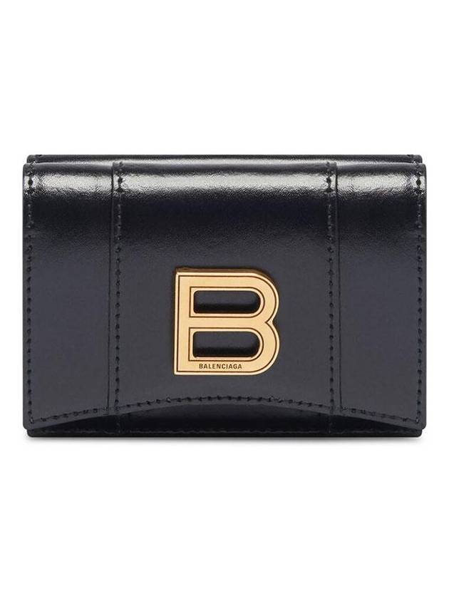 Hourglass Gold B Logo Half Wallet Black - BALENCIAGA - BALAAN 2