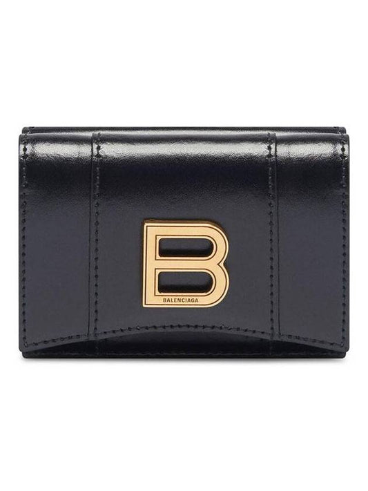 Hourglass Gold B Logo Half Wallet Black - BALENCIAGA - BALAAN 2