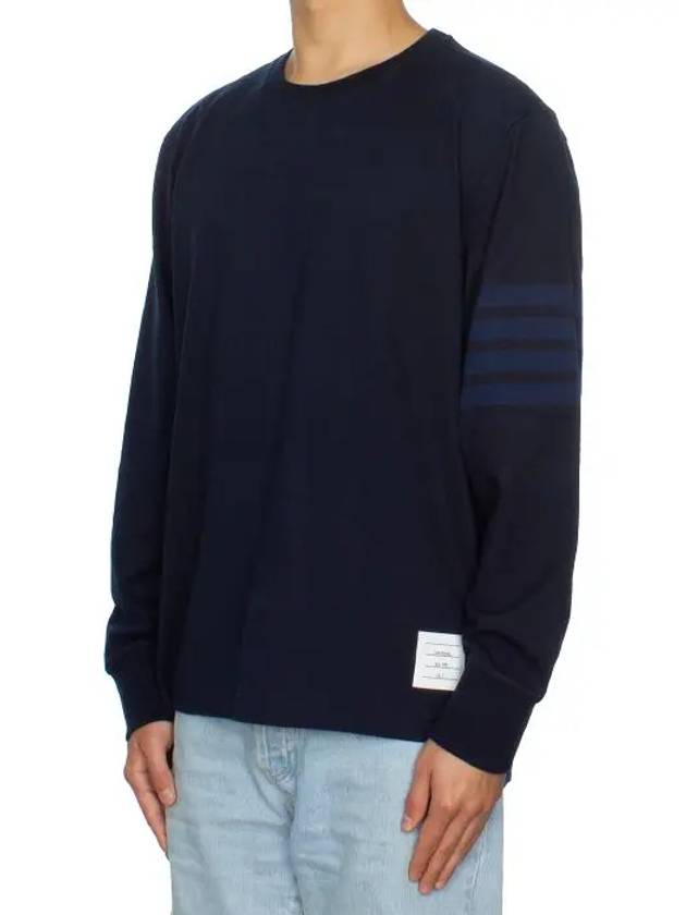 4 Bar Armband Tonal Long Sleeve T-Shirt Navy - THOM BROWNE - BALAAN 4