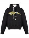 Men's Embroidered Crop Fit Hoodie Black - PALM ANGELS - BALAAN 2