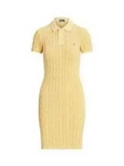 Cable Polo Knit Midi Dress Yellow - POLO RALPH LAUREN - BALAAN 2