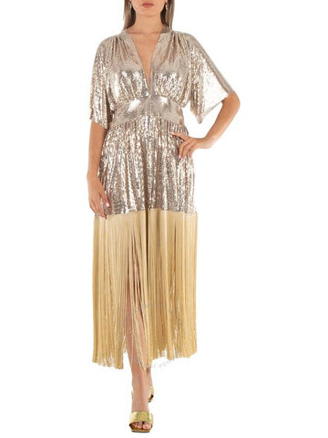 Paco Rabanne Fringe Detail Kaftan Mesh Dress, Brand Size 36 (US Size 4) - PACO RABANNE - BALAAN 1