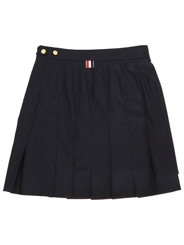 RMB Wool Mini Pleated Skirt Navy - THOM BROWNE - BALAAN 3