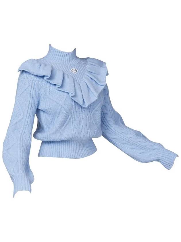 Golf Wear Pastel Ruffle Knit Sweater Skyblue - J JANE - BALAAN 3