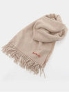 Logo Wool Fringe Scarf Oatmeal Melange - ACNE STUDIOS - BALAAN 4