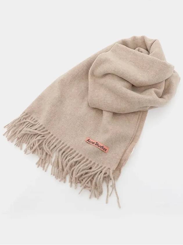 Logo Wool Fringe Scarf Oatmeal Melange - ACNE STUDIOS - BALAAN 4