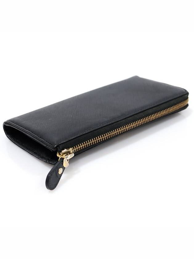 22 C124 Black Saffiano Leather Gold Plated Vara Half Zip Continental Long Wallet - SALVATORE FERRAGAMO - BALAAN 5