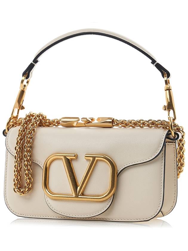 V Logo Buckle Calfskin Small Shoulder Bag Ivory - VALENTINO - BALAAN 3