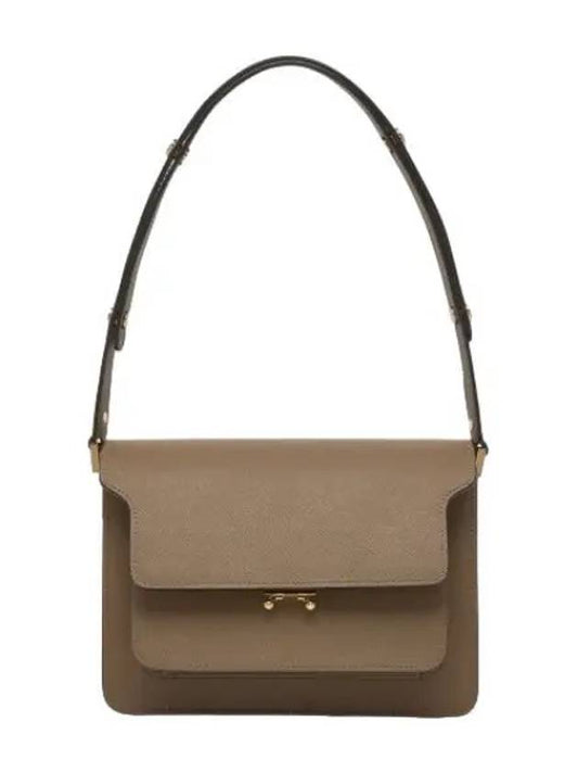 Medium Saffiano Trunk Shoulder Bag Cigar - MARNI - BALAAN 1